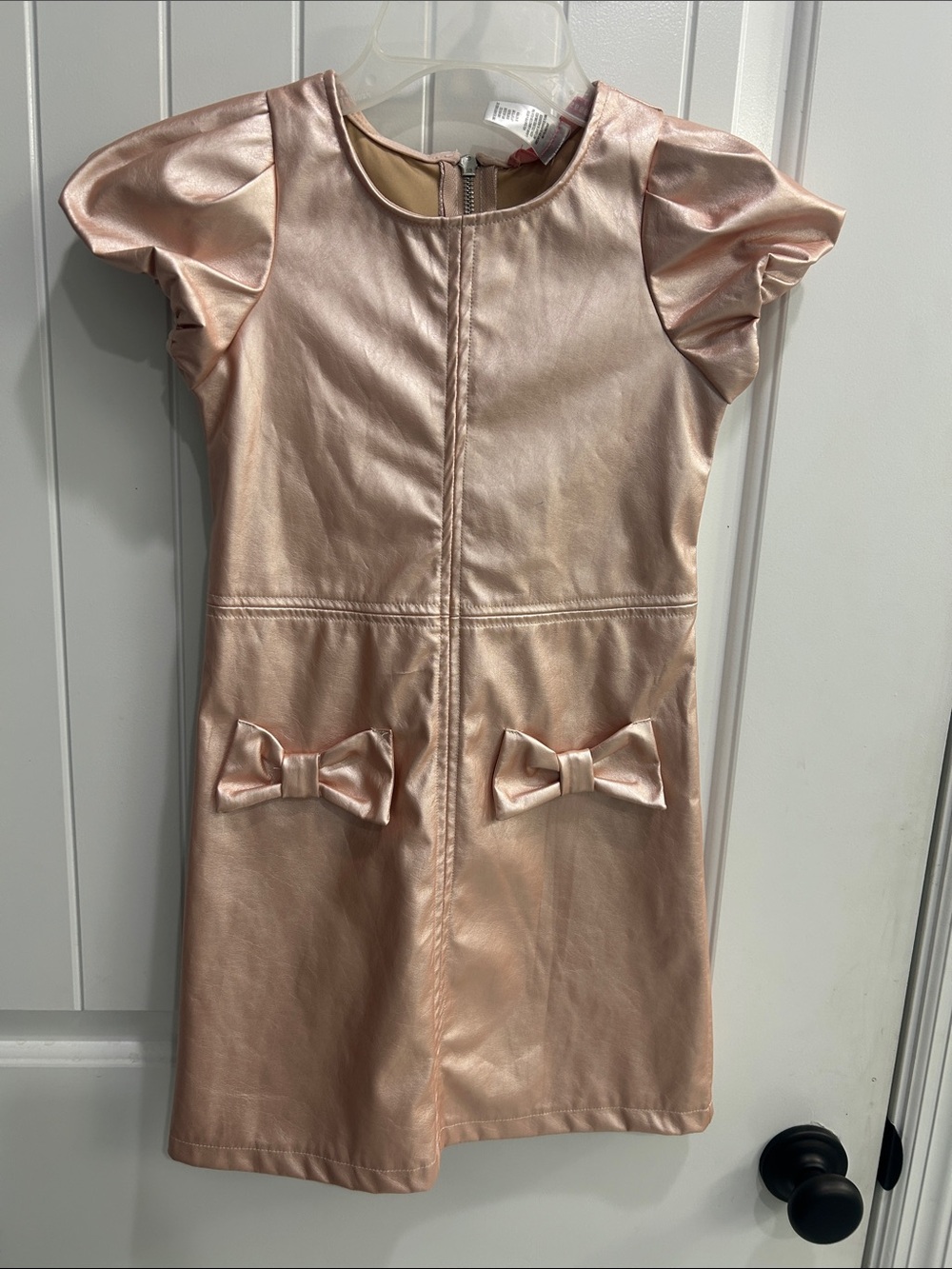 Girls' Metallic Pink Bow-Accent Party Dress